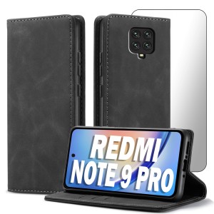ETUI Z KLAPKĄ DO XIAOMI REDMI NOTE 9 PRO ECOSKÓRA PORTFEL MAGNET + SZKŁO