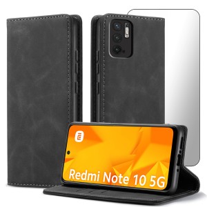 ETUI Z KLAPKĄ DO XIAOMI REDMI NOTE 10 5G ECOSKÓRA PORTFEL MAGNET + SZKŁO