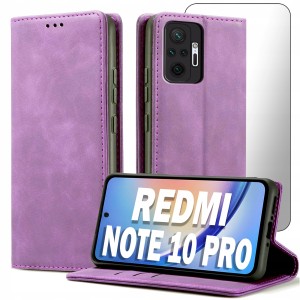 ETUI Z KLAPKĄ DO XIAOMI REDMI NOTE 10 PRO ECOSKÓRA PORTFEL MAGNET + SZKŁO