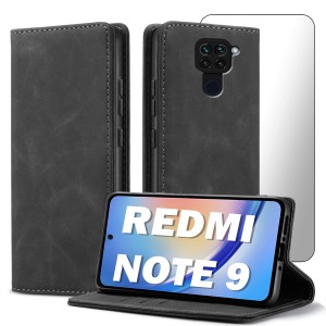 ETUI Z KLAPKĄ DO XIAOMI REDMI NOTE 9 ECOSKÓRA PORTFEL MAGNETYCZNE + SZKŁO