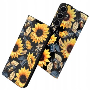 ETUI Z KLAPKĄ DO SAMSUNG A16 4G / A16 5G PORTFEL MAGNETYCZNE KWIATY + SZKŁO