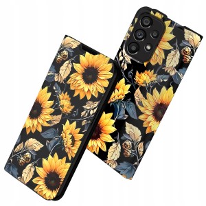 ETUI Z KLAPKĄ DO SAMSUNG A53 5G PORTFEL MAGNETYCZNE STYLOWE KWIATY + SZKŁO
