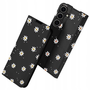 ETUI Z KLAPKĄ DO SAMSUNG S23 FE PORTFEL MAGNETYCZNE Stokrotki CASE + SZKŁO