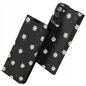 ETUI Z KLAPKĄ DO SAMSUNG S20 FE PORTFEL MAGNETYCZNE Stokrotki CASE + SZKŁO