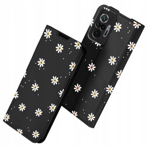 ETUI Z KLAPKĄ DO XIAOMI REDMI 10 PRO PORTFEL MAGNETYCZNE Stokrotki + SZKŁO