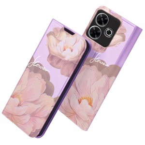 ETUI Z KLAPKĄ DO XIAOMI REDMI 13 4G PORTFEL MAGNETYCZNE STYL KWIATY + SZKŁO