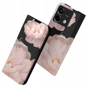 ETUI Z KLAPKĄ DO XIAOMI REDMI NOTE 13 PRO 5G PORTFEL MAGNET KWIATY + SZKŁO