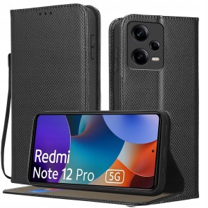 ETUI DO XIAOMI REDMI NOTE 12 PRO 5G BOOK Z KLAPKĄ MAGNETYCZNE CASE + SZKŁO