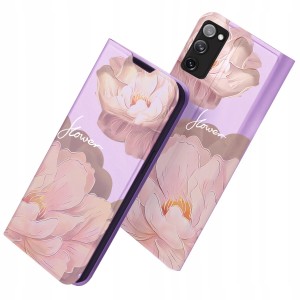 ETUI Z KLAPKĄ DO SAMSUNG S20 FE PORTFEL MAGNETYCZNE STYLOWE KWIATY + SZKŁO