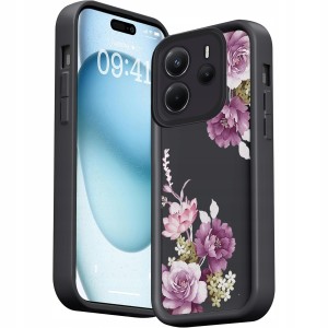 ETUI DO XIAOMI REDMI NOTE 14 / 14 4G SILIKON MATT OCHRONA KWIATY 3D + SZKŁO