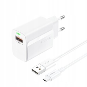 Ładowarka sieciowa FONENG USB 18W z kablem USB na Micro USB biała