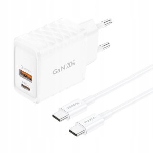 Ładowarka Sieciowa Foneng USB-A USB-C PD QC 3.0 Zasilacz 20W + Kabel USB-C