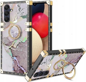 ETUI DO SAMSUNG A16 4G / A16 5G SILIKON GLAMOUR MARMUR BROKAT RING + SZKŁO