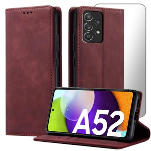ETUI Z KLAPKĄ DO SAMSUNG A52 / A52 5G ECOSKÓRA PORTFEL MAGNETYCNE + SZKŁO