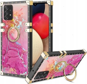 ETUI LUKSUSOWE DO SAMSUNG A52 / A52 5G GLAMOUR MARMUR BROKAT RING + SZKŁO