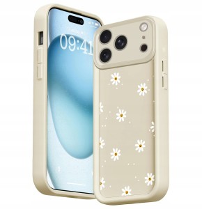 ETUI DO IPHONE 17 PRO MAX SILIKON SOFT OCHRONA APARATU Stokrotki + SZKŁO