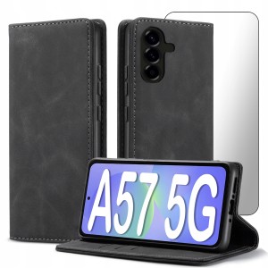 ETUI Z KLAPKĄ DO SAMSUNG A57 5G ECOSKÓRA PORTFEL MAGNETYCNE Ochrona + SZKŁO