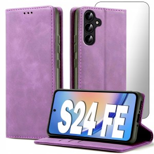 ETUI Z KLAPKĄ DO SAMSUNG S24 FE ECOSKÓRA PORTFEL MAGNETYCNE Ochrona + SZKŁO