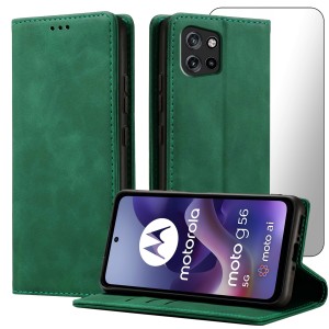 ETUI Z KLAPKĄ DO MOTOROLA MOTO G56 5G ECOSKÓRA PORTFEL MAGNETYCZNE + SZKŁO