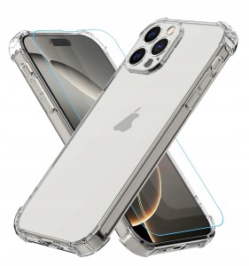ETUI DO IPHONE 16 PRO MAX SILIKON ANTI-SHOCK OCHRONA Przezroczyste + SZKŁO