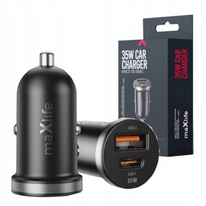 ŁADOWARKA SAMOCHODOWA MAXLIFE MXCC-056-35AC 2X USB 35W MOCNA DO TELEFONU