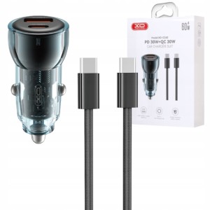 ŁADOWARKA SAMOCHODOWA XO CC60 60W 3A KABEL TYPE-C MOCNA DO TELEFONU