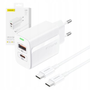 ŁADOWARKA SIECIOWA FONENG 20W 2X USB EU66 KABEL USB-C DO USB-C UNIWERSALNA