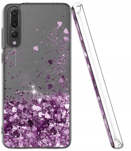 ETUI DO HUAWEI P20 PRO BROKAT LIQUID SILIKON BROKATOWE GLITTER + SZKŁO
