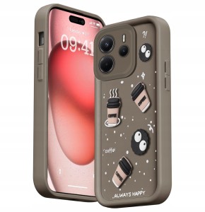 ETUI DO XIAOMI REDMI NOTE 14 / 14 4G SILIKON MATT OCHRONA Coffee 3D + SZKŁO