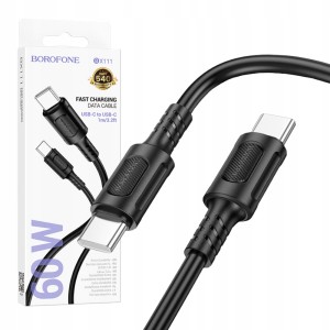 KABEL BOROFONE BX111 2X USB TYPE-C 1M 60W DO SAMSUNG XIAOMI HUAWEI