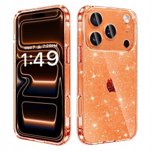 ETUI DO IPHONE 17 PRO Przezroczyste BROKATOWY SILIKON SLIM CASE + SZKŁO