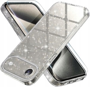 ETUI DO IPHONE 17 AIR Przezroczyste BROKATOWY SILIKON TPU SLIM CASE + SZKŁO