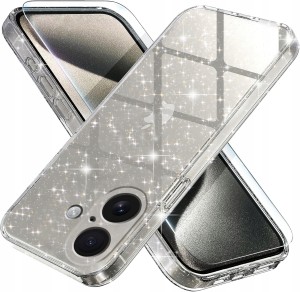 ETUI BROKAT DO IPHONE 17 BEZBARWNY BROKATOWY SILIKON TPU SLIM CASE + SZKŁO