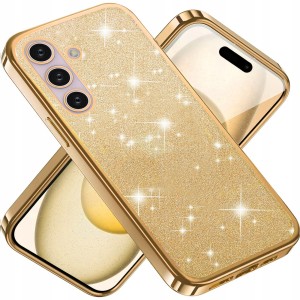 ETUI DO SAMSUNG A56 5G SILIKONOWE BROKATOWE 2W1 CLEAR GLITTER CASE + SZKŁO