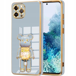 ETUI DO IPHONE 15 PRO GLAMOUR BEAR UCHWYT PODSTAWKA MIŚ 6D SILIKON + SZKŁO