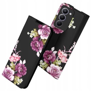 ETUI Z KLAPKĄ DO XIAOMI REDMI 15 4G / 5G PORTFEL MAGNETYCZNE KWIATY CASE