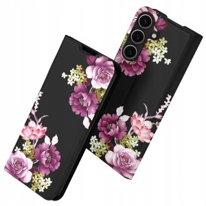 ETUI Z KLAPKĄ DO SAMSUNG S24 FE PORTFEL MAGNETYCZNE STYLOWE KWIATY + SZKŁO