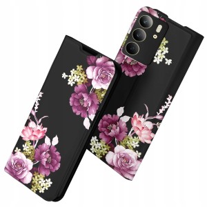 ETUI Z KLAPKĄ DO REALME C75 / 14X 5G PORTFEL MAGNET STYLOWE KWIATY + SZKŁO