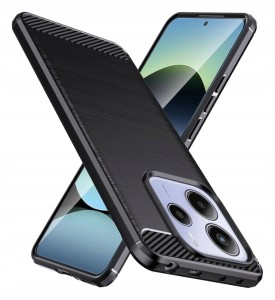 ETUI DO XIAOMI REDMI NOTE 14 4G / 5G CARBON SILIKON CASE SLIM + SZKŁO