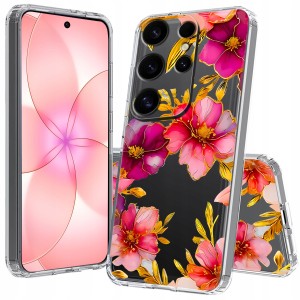 SAMSUNG GALAXY S23 ULTRA Przezroczyste CZARNE KWIATY SILIKONOWE PLECKI CASE