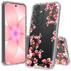 ETUI DO SAMSUNG GALAXY A54 5G Przezroczyste CZARNE KWIATY SILIKON + SZKŁO