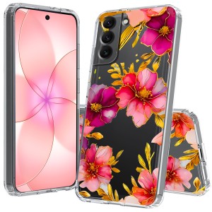 SAMSUNG GALAXY S22 Przezroczyste CZARNE KWIATY SILIKONOWE PLECKI CASE
