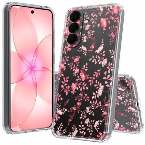 ETUI DO SAMSUNG GALAXY A37 5G Przezroczyste CZARNE KWIATY SILIKON + SZKŁO
