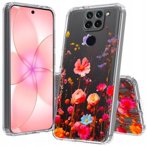 ETUI DO XIAOMI REDMI NOTE 9 Przezroczyste KWIATY SILIKON CASE + SZKŁO