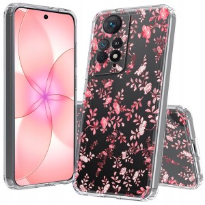 ETUI DO XIAOMI REDMI NOTE 11 / 11S Przezroczyste KWIATY SILIKON + SZKŁO