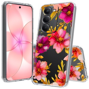 ETUI DO XIAOMI REDMI 15 4G / 5G Przezroczyste KWIATY SILIKON CASE + SZKŁO