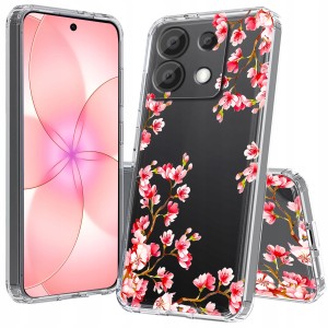 ETUI DO XIAOMI REDMI NOTE 13 / 13 4G Przezroczyste KWIATY SILIKON + SZKŁO