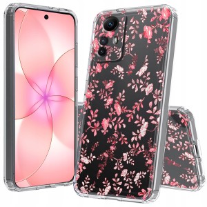 ETUI DO XIAOMI REDMI NOTE 12S Przezroczyste KWIATY SILIKONOWE CASE + SZKŁO