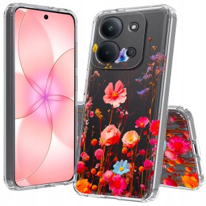 ETUI DO XIAOMI REDMI 15C 4G / 5G Przezroczyste KWIATY SILIKON CASE + SZKŁO
