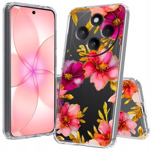 ETUI DO XIAOMI REDMI 14C Przezroczyste KWIATY SILIKONOWE CASE + SZKŁO